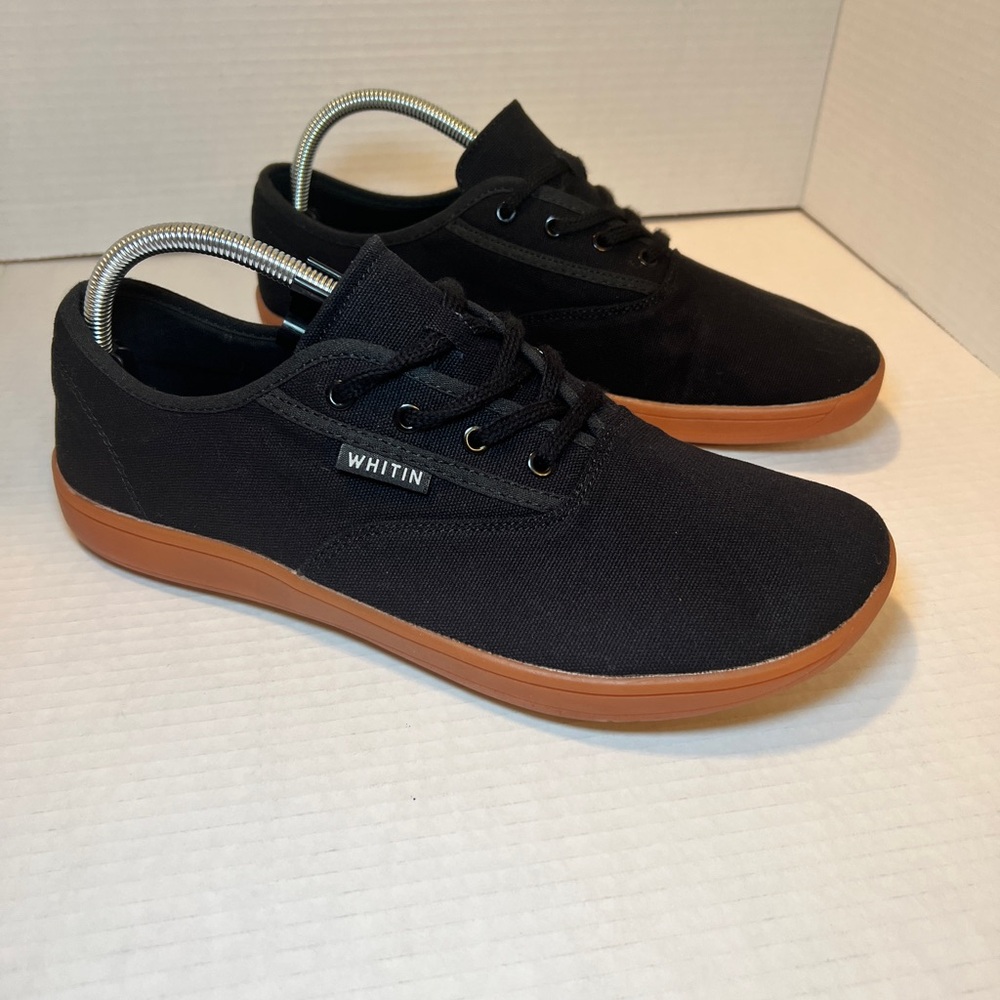 Whitin Black Gum Canvas Minimalist Barefoot Wide Sneakers Men’s Size 10.5 / 11
